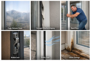 Fix Cracked sliding glass door with visible damage in Murray UT