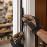 echnician measuring for window replacement in Murray UT