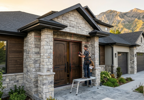 Old door being replaced in Cottonwood Heights Utah