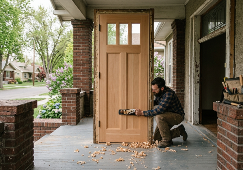 New door being installed in Midvale Utah home