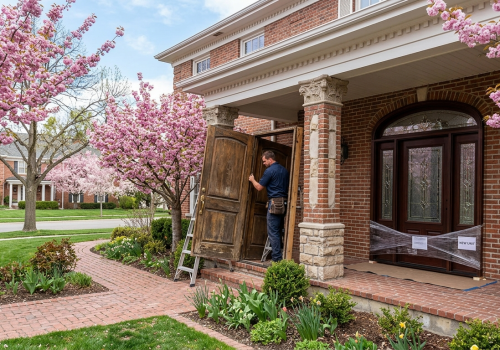 Old door being replaced in Holladay Utah
