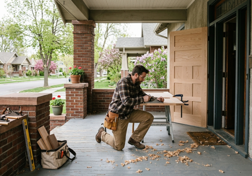 Old door being replaced in Midvale Utah