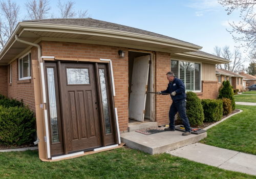 Old door being replaced in Millcreek Utah