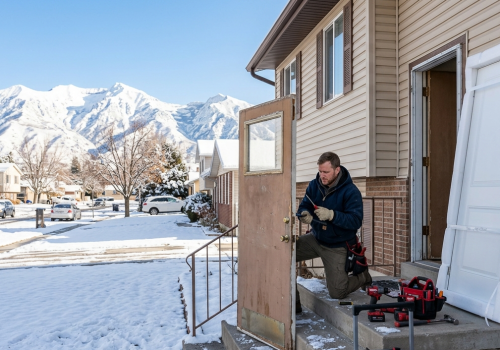 Old door being replaced in Sandy Utah