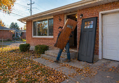 Old door being replaced in Taylorsville Utah