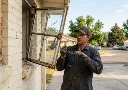 Old window being replaced in Kearns Utah