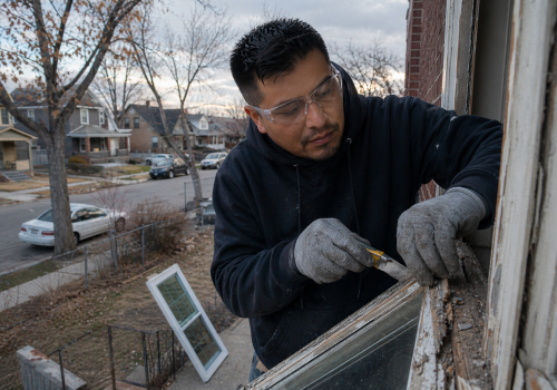Old window being replaced in South Salt Lake Utah